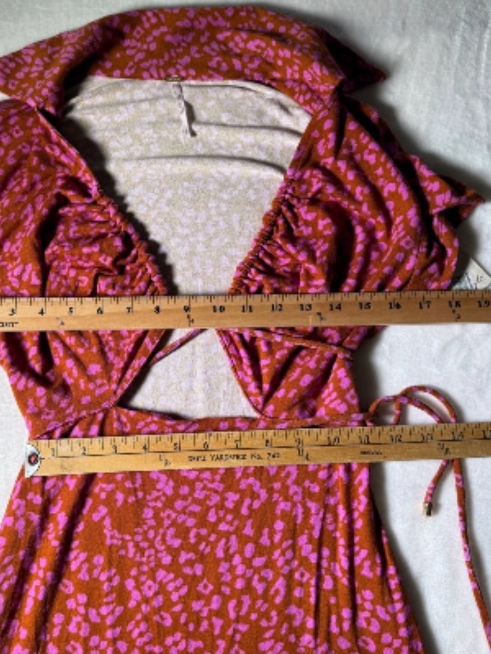 Free People Pink & Rust Cutout Short Sleeve Mini Dress - Picture 4 of 5